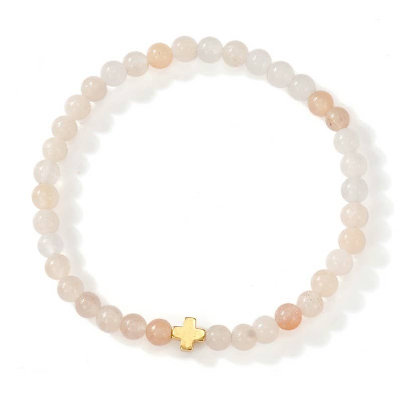 BOHO CROSS NATURAL STONE PERSONALIZED BRACELET | 40B5184 - Whimsical Details - []