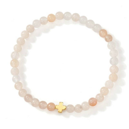BOHO CROSS NATURAL STONE PERSONALIZED BRACELET | 40B5184 - Whimsical Details - []
