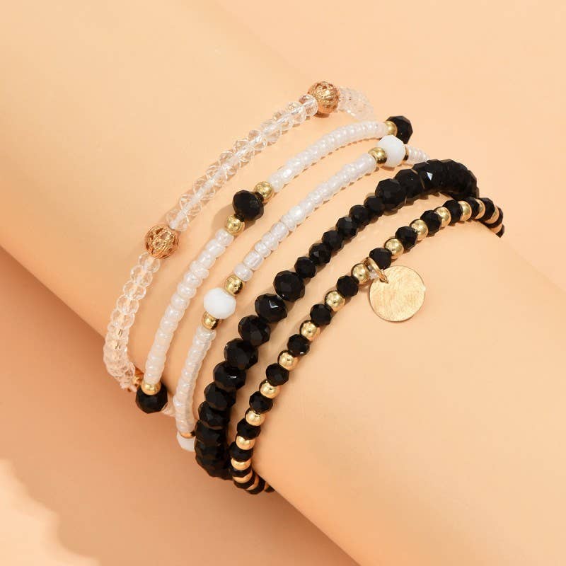 PALOMA MULTILAYER BEADED CHAIN DISC CHARM BRACELET