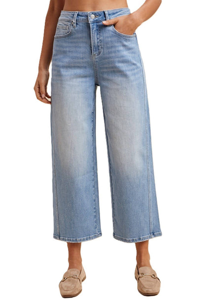 Stretch Cotton Side Panel Detailed Wide Leg Pants