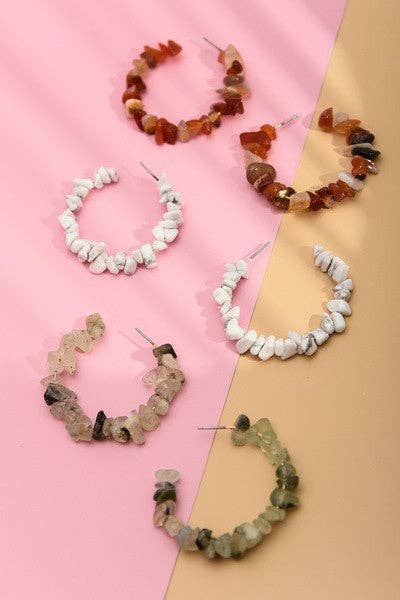 Jade Natural Stone Hoop Earrings