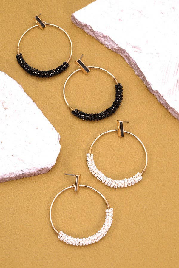 Ericka Glass Seed Bead Circle Drop Earrings