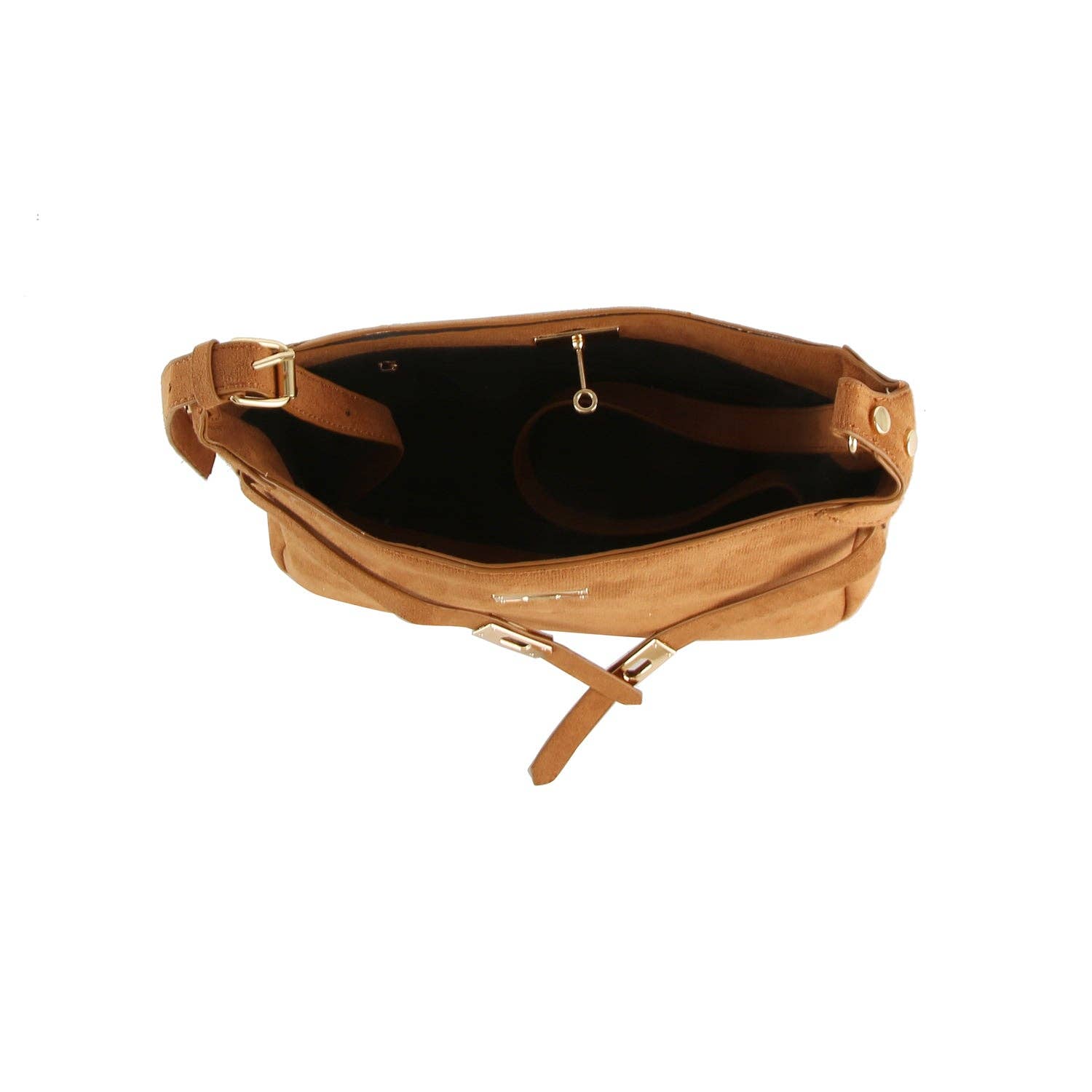 Suede Buckle Shoulder Bag - Whimsical Details - ["brown","Brown Purse","suede"]