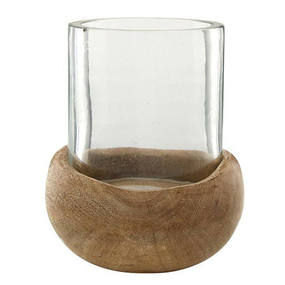 Small Wooden Glass Hurricane