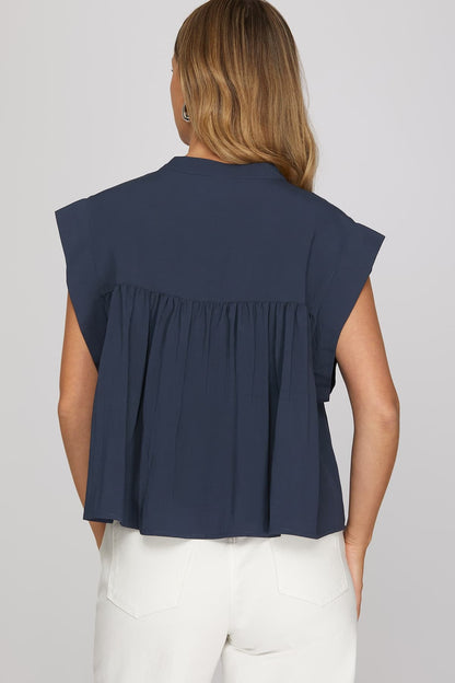 Front Button Woven Top