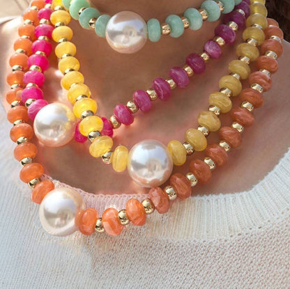 Terri Pearl Pendant Resin Beaded Necklaces | 40NK9751