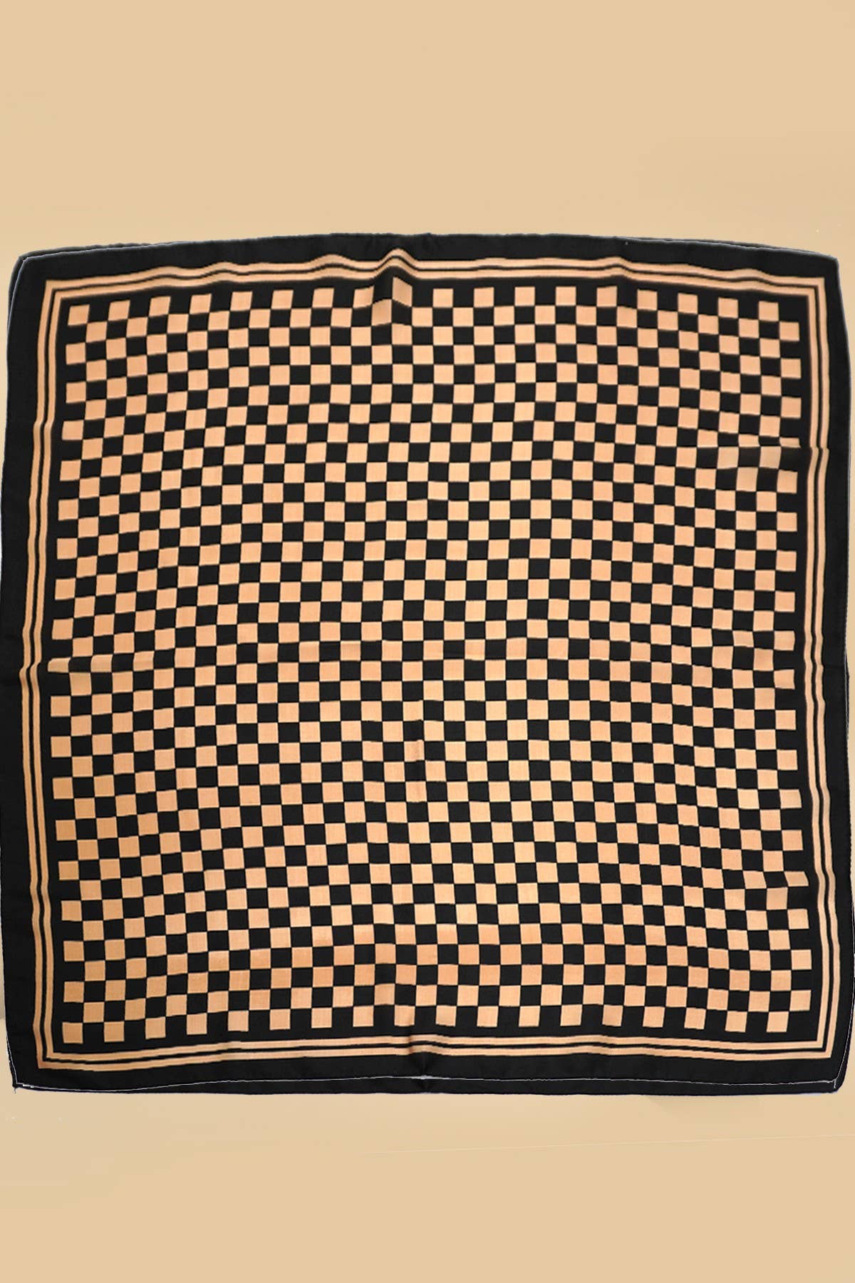 Large Checkered Print Silky Scarf