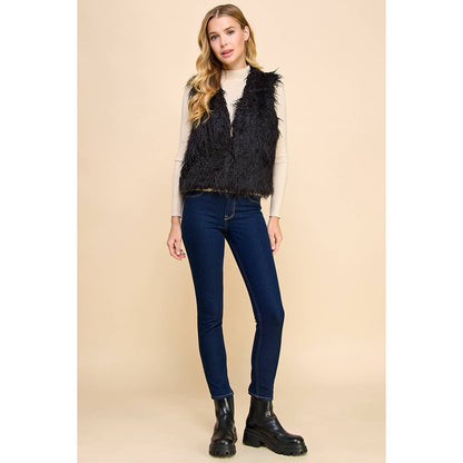 Open Front Fuzzy Vest - Whimsical Details