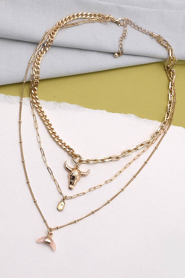 Kathryn Bull Horn Multi Layer Necklace