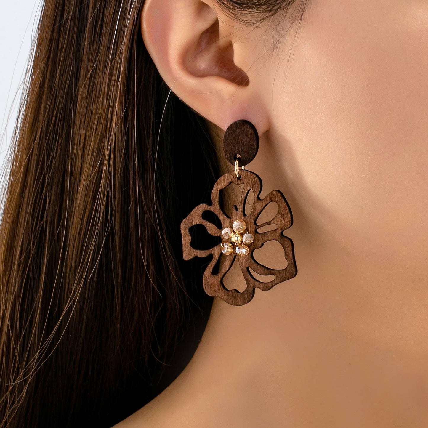 Sally Wooden Floral Drop Earrings