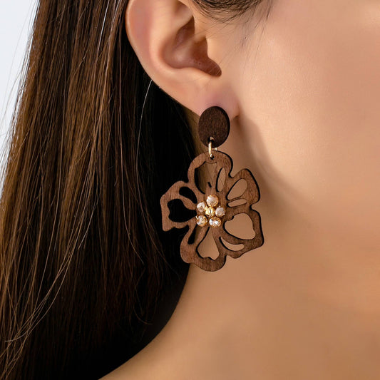 Sally Wooden Floral Drop Earrings