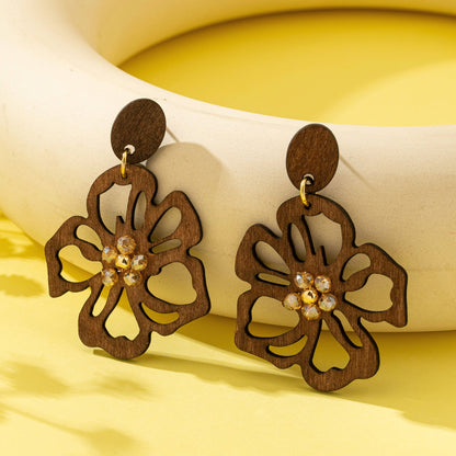 Sally Wooden Floral Drop Earrings