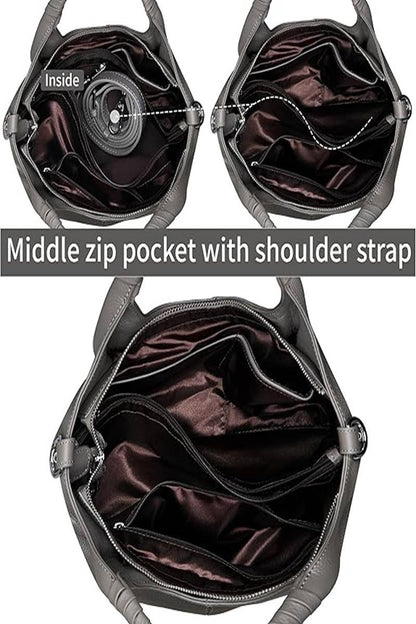 Genuine Vegan Leather Hobo Tote Bag