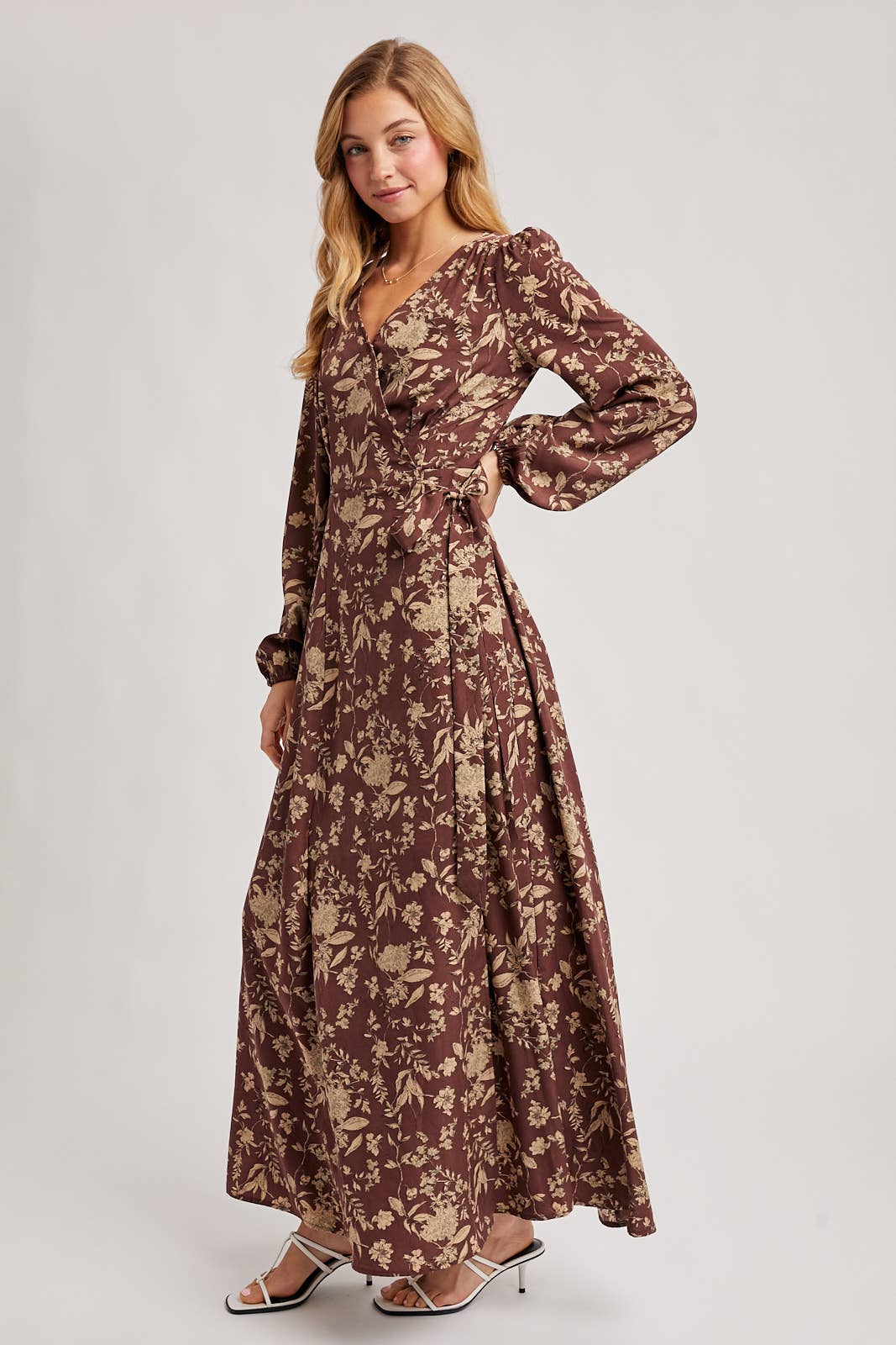 FLORAL PRINT WRAP MAXI DRESS