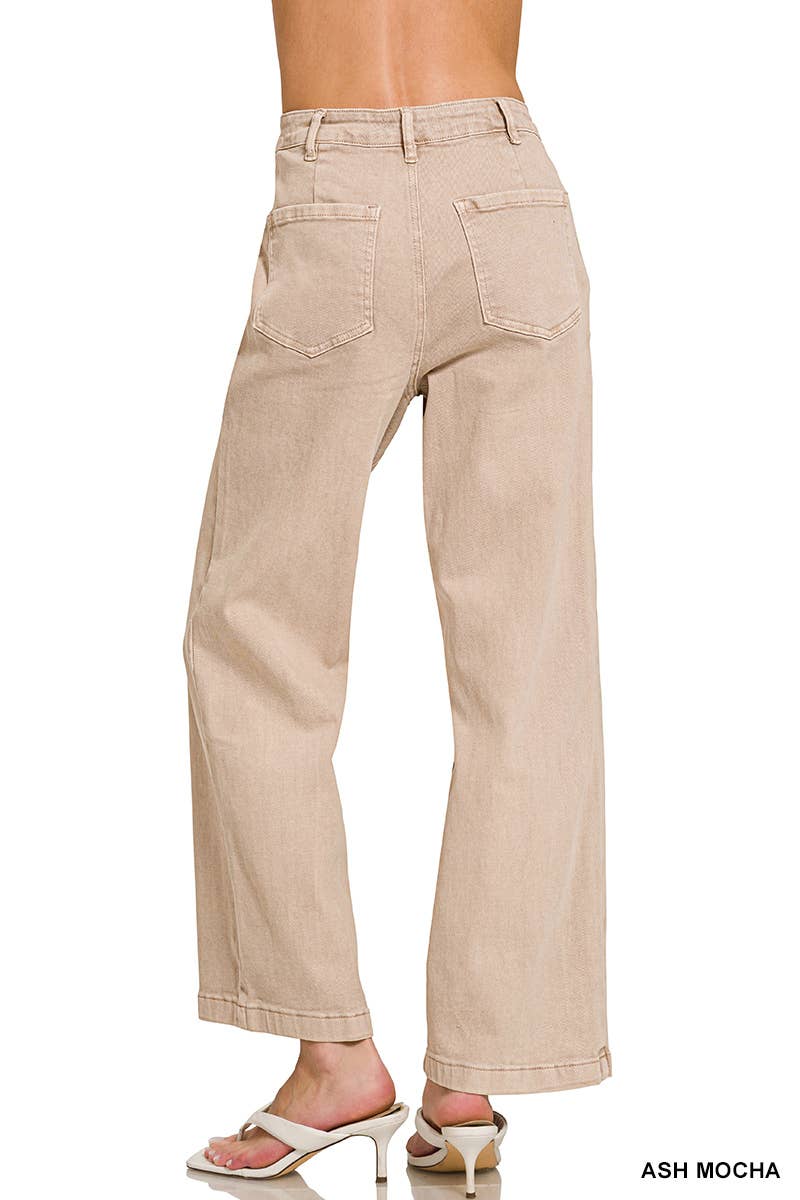 High Rise Utility Pocket Color Denim Pants