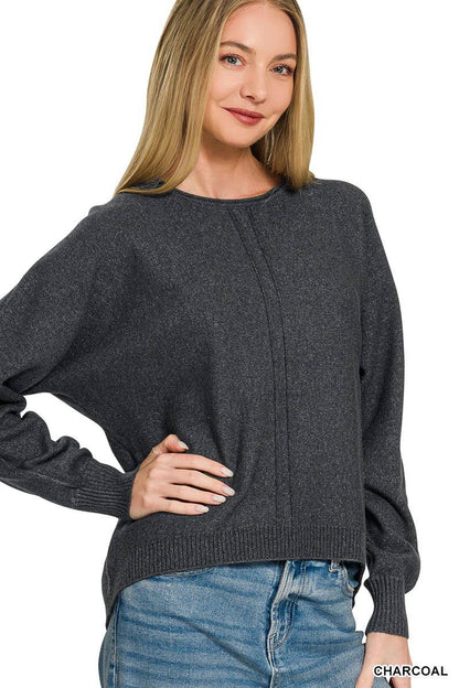 Viscose Front Seam Round Neck Sweater