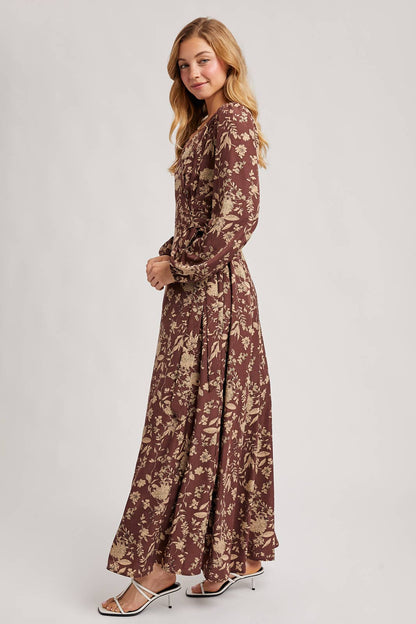 FLORAL PRINT WRAP MAXI DRESS