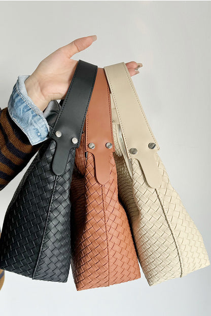 Woven weave underarm shoulder bag - Whimsical Details - ["bag","handbag","vegan leather","woven purse"]
