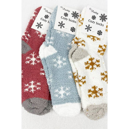 Soft Textured SnowFlake Cozy Socks