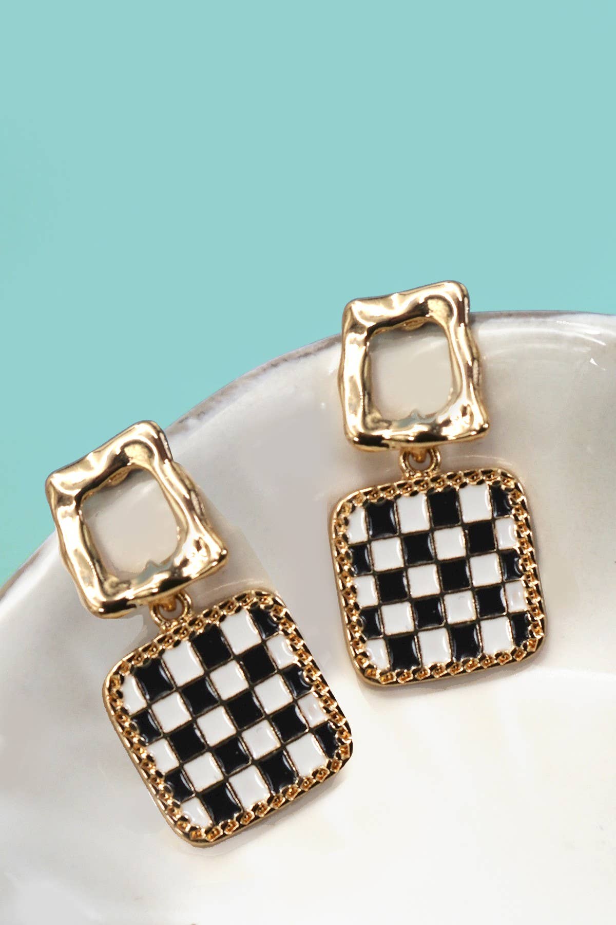 Moira Double Square Checkered Earrings