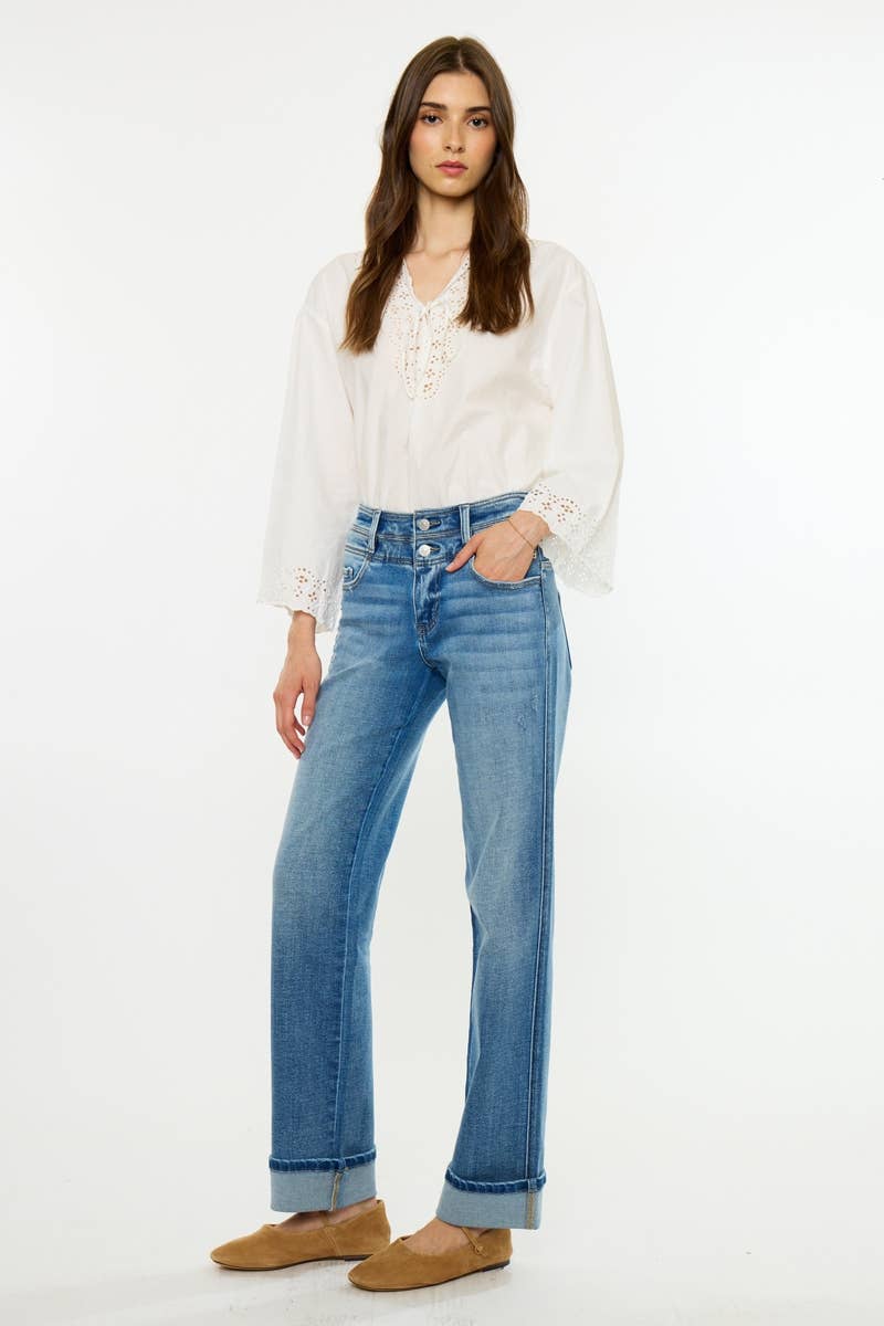 Mid Rise True Straight Jeans