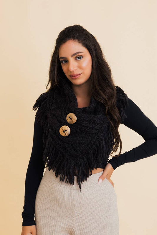 Heathered Shoulder Warmer With Coco Buttons - Whimsical Details - []