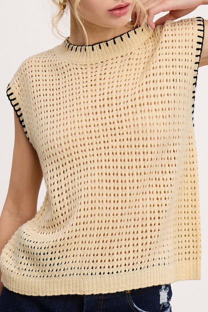 Crochet Knit Stitching Detailed Sleeveless Top
