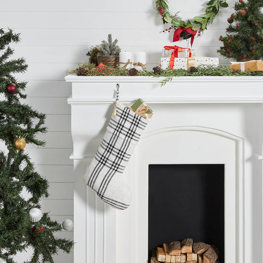 Wintergleam Black White Plaid Stocking - Whimsical Details - christmas, Christmas decor, home