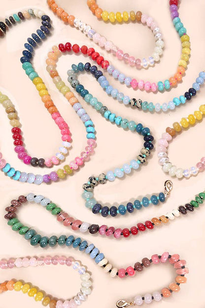 Megan Natural Agate Glass Semi Precious Bead Necklace