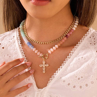 Erin Multi Layer Pendant Resin Beaded Necklaces