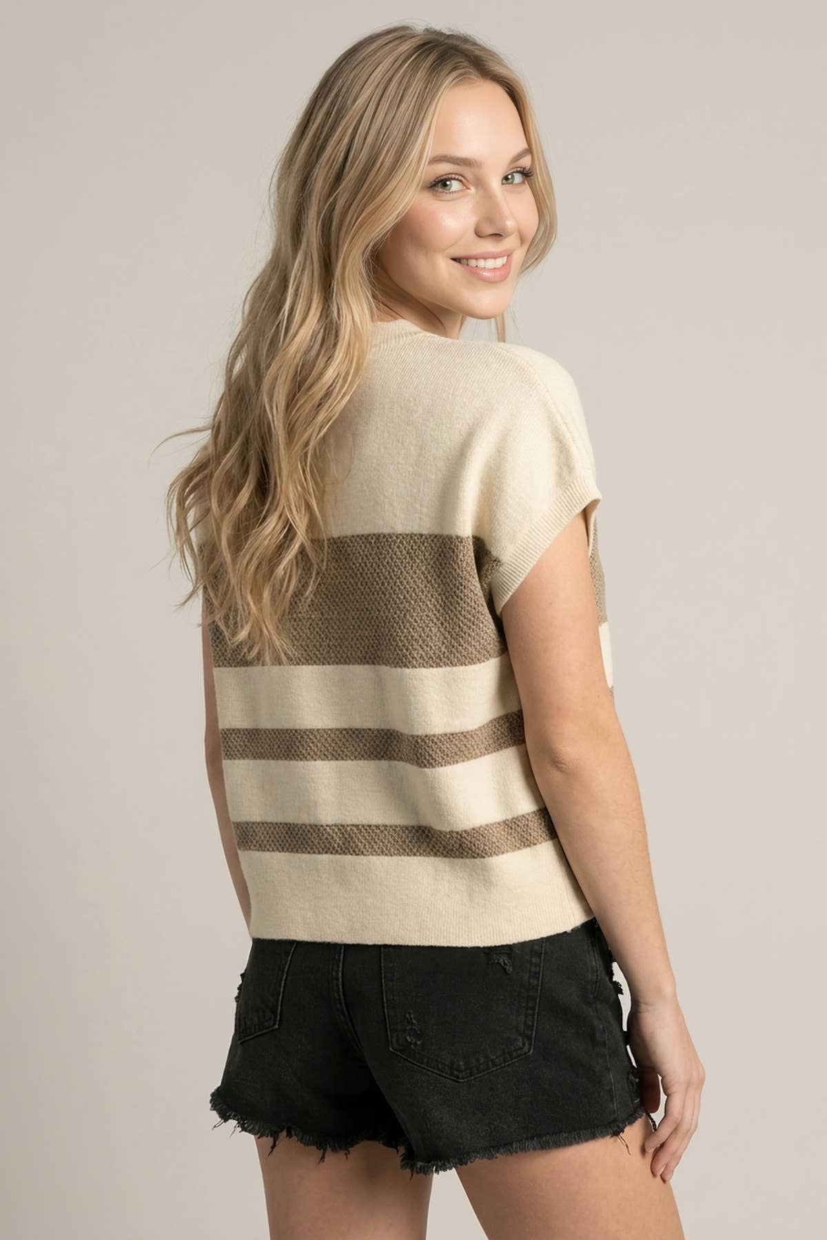 Crew Neck Striped Sweater Top