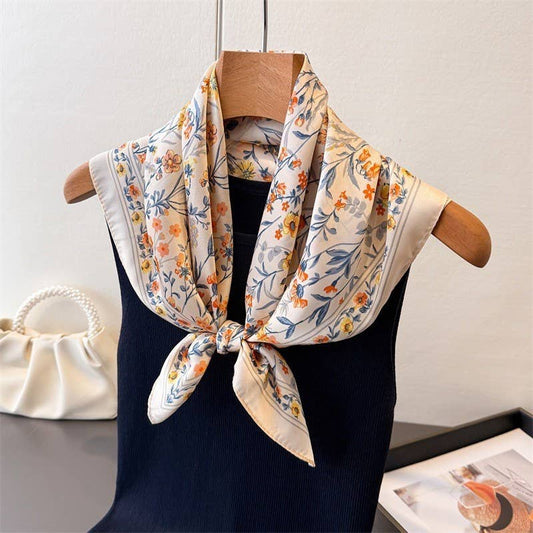Floral Flower Silk Finish Bandana Scarf