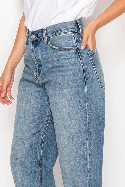 Tapered Mid Rise Wide Baggy Jean