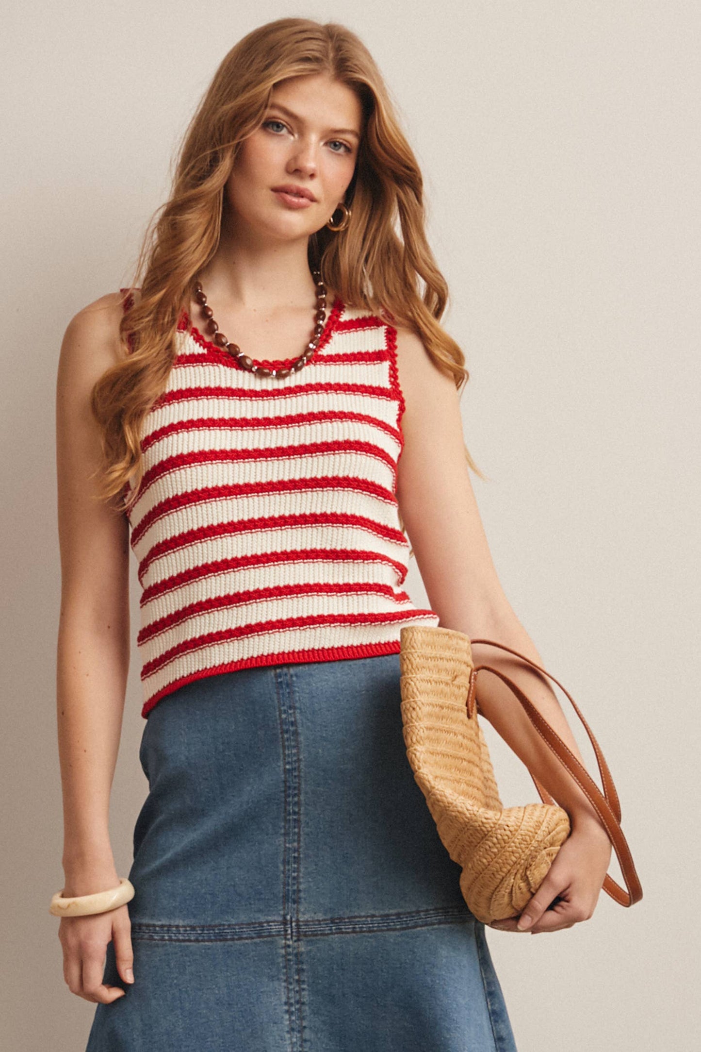 Striped Crochet Knit Tank
