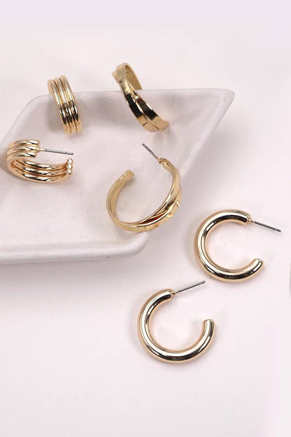 FREYA MULTI CLASSIC HOOP TRIO EARRINGS - Whimsical Details - ["earrings","gold","hoops"]