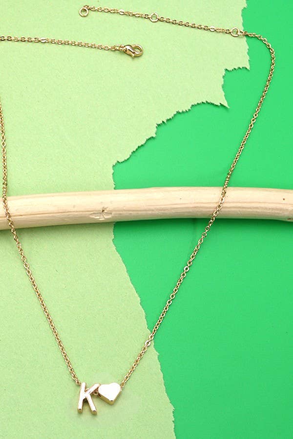 Brass Monogram Initial Heart Necklace