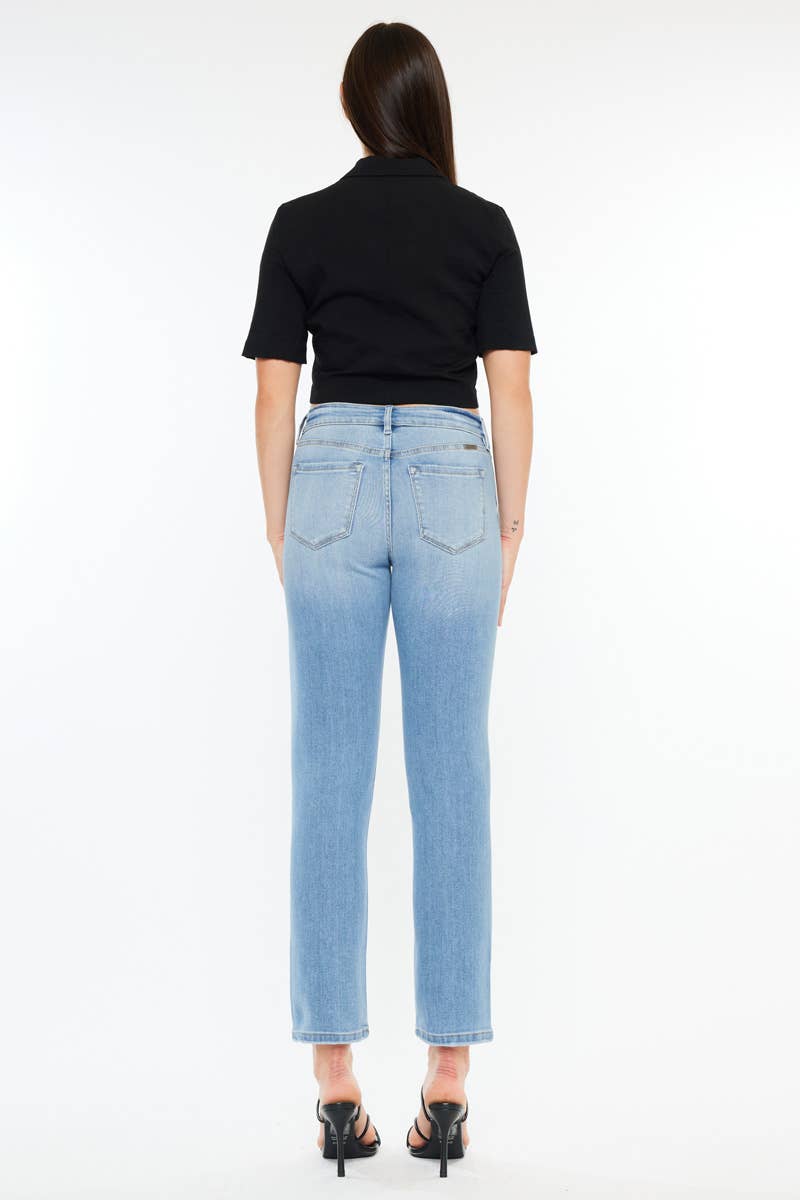 Mid Rise Slim Straight Medium Wash Jeans - Whimsical Details - ankle length, Jean, jeans, Medium wash, transition