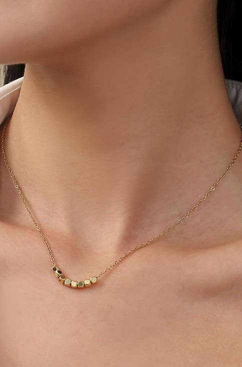 OLIVIA TITANIUM  STEEL NON-TARNISH CLASSIC CUBE NECKLACE - Whimsical Details - ["cube necklace","gold","necklace"]