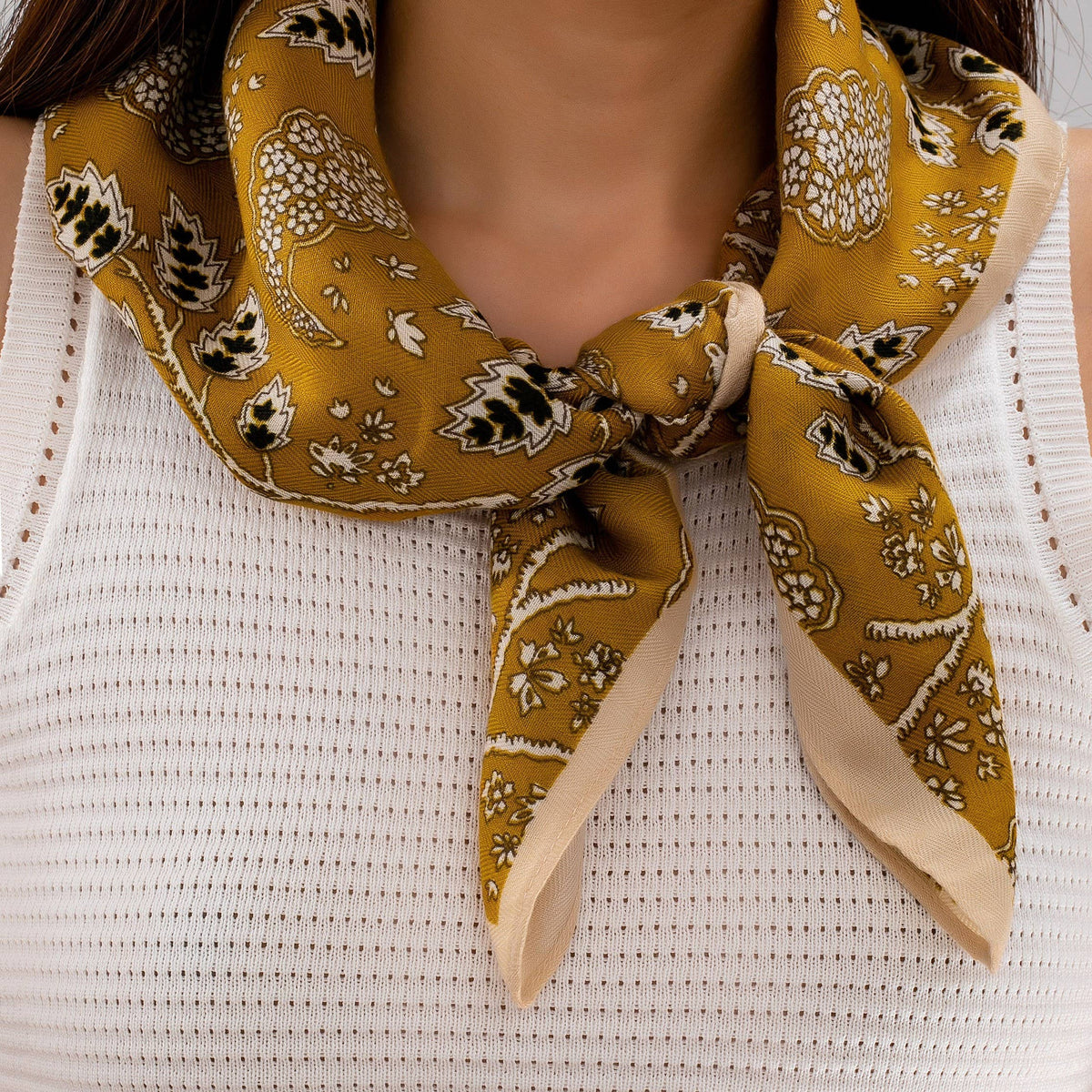 Vintage Botanical Floral Paisley Square Scarf