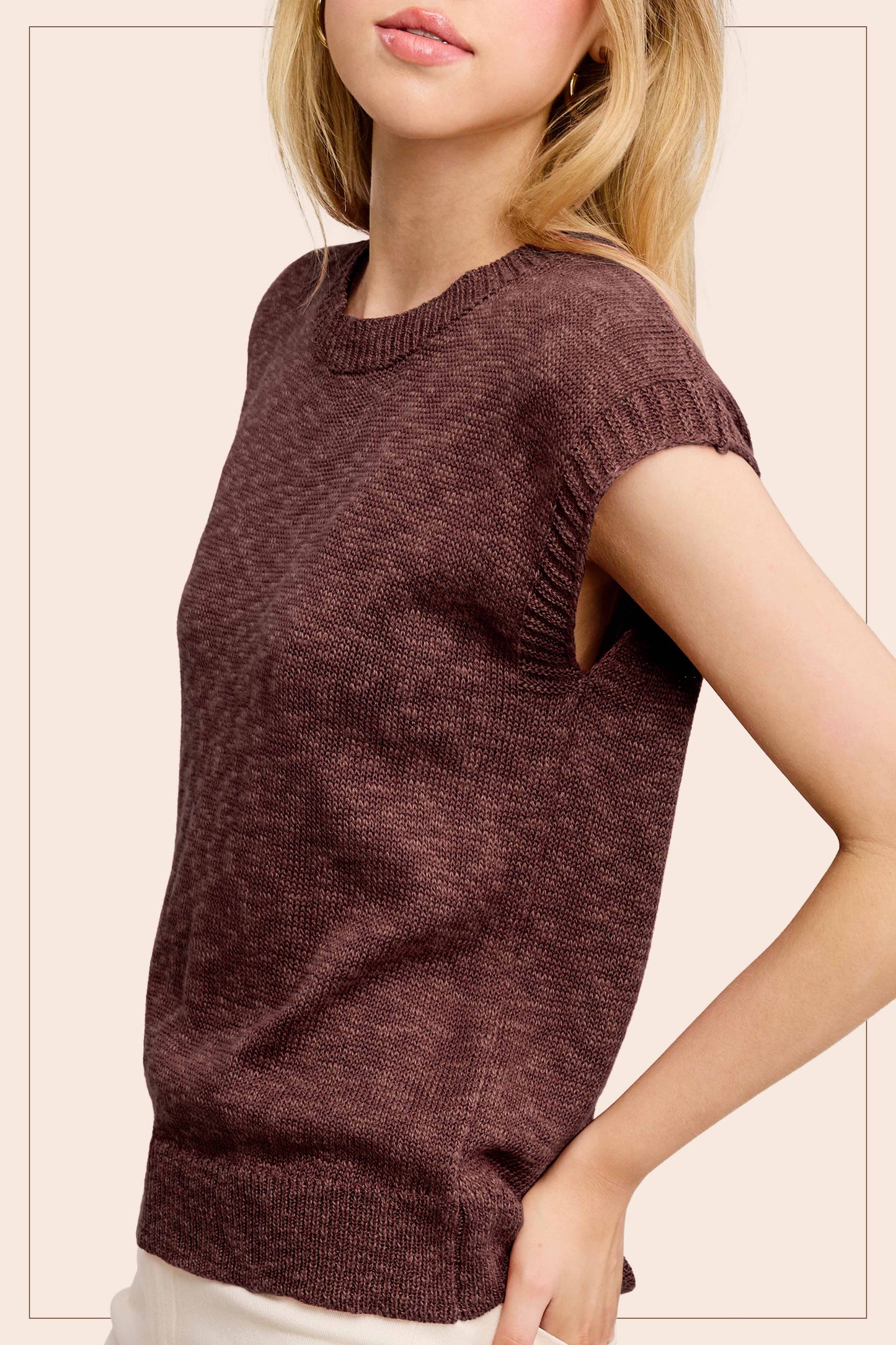 Loose Fit Sleeveless Ribbed Knit Crew Neck Top
