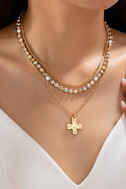 Brandt Multi-Layered Cross Pendant Necklace