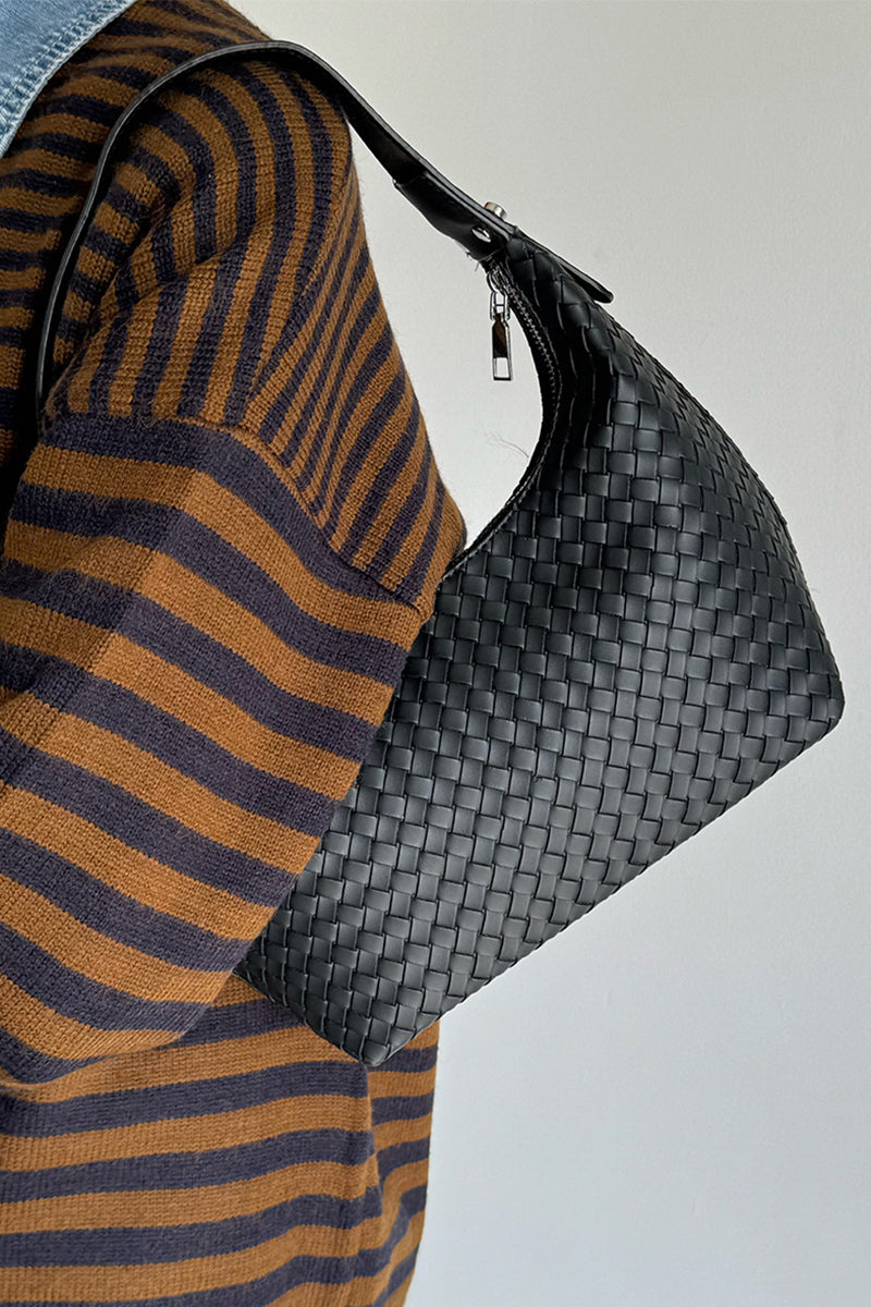 Woven weave underarm shoulder bag - Whimsical Details - ["bag","handbag","vegan leather","woven purse"]