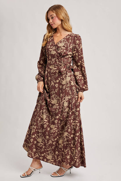 FLORAL PRINT WRAP MAXI DRESS