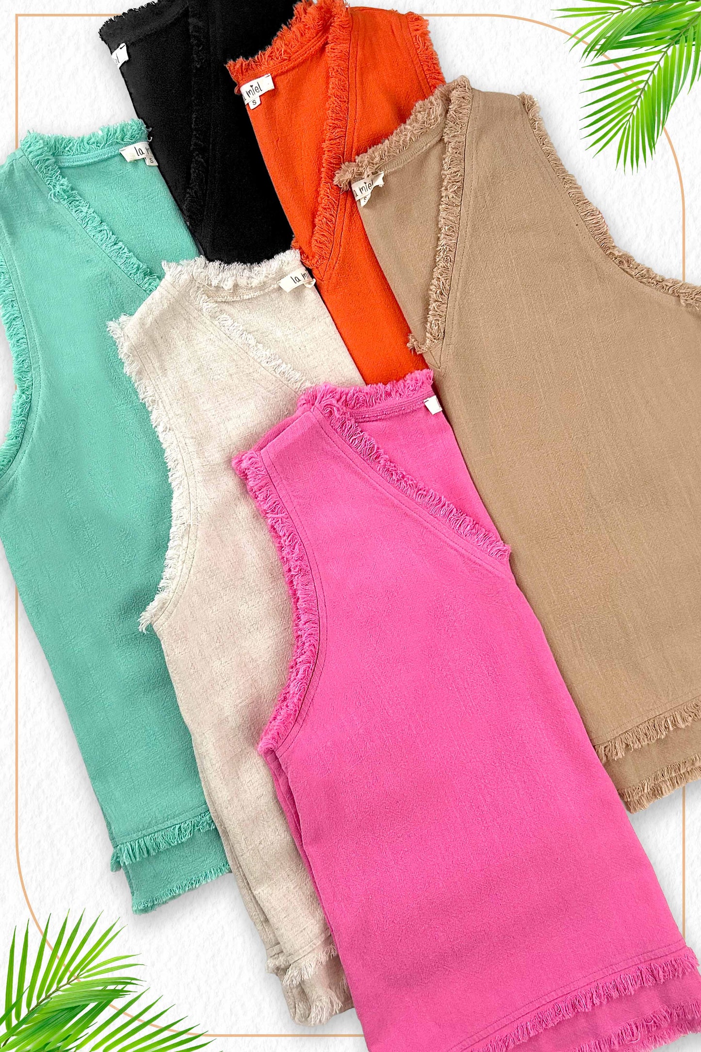 Soft Washed Gauze Cut Edge V-neck Top
