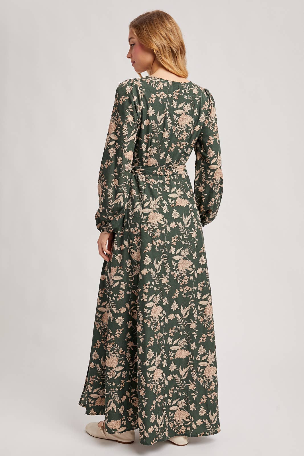 FLORAL PRINT WRAP MAXI DRESS