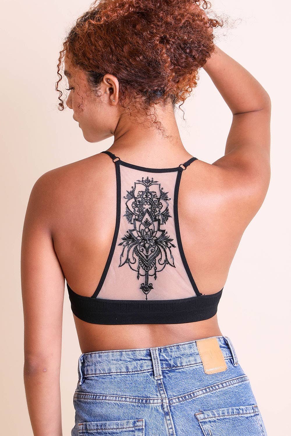 Tattoo Mesh Racerback Bralette - Whimsical Details - 