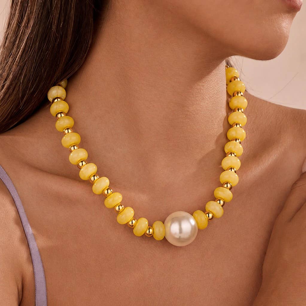 Terri Pearl Pendant Resin Beaded Necklaces