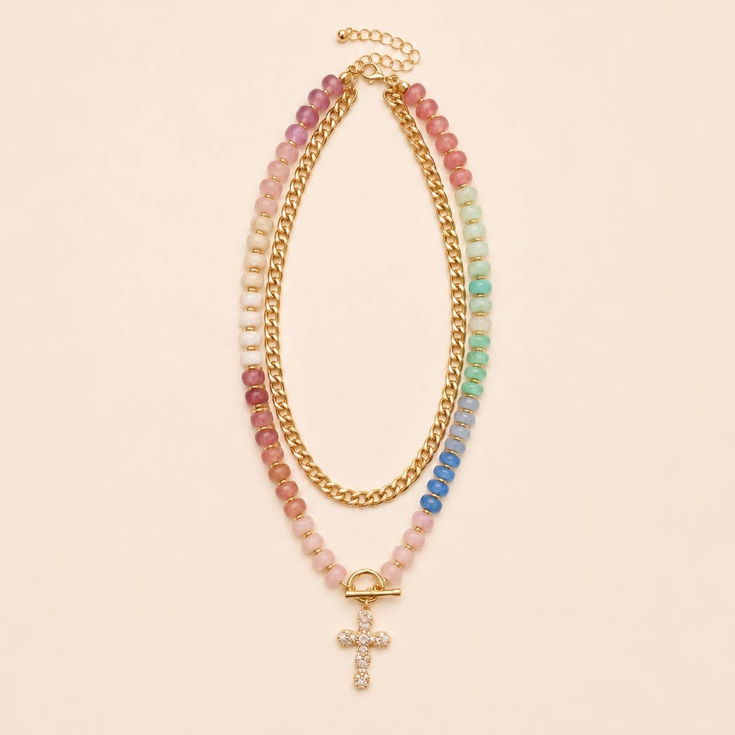 Erin Multi Layer Pendant Resin Beaded Necklaces