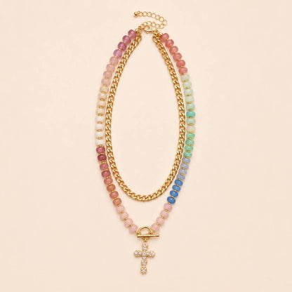 Erin Multi Layer Pendant Resin Beaded Necklaces