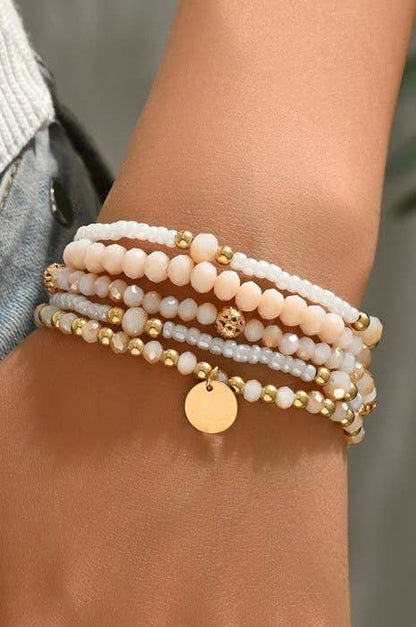 PALOMA MULTILAYER BEADED CHAIN DISC CHARM BRACELET